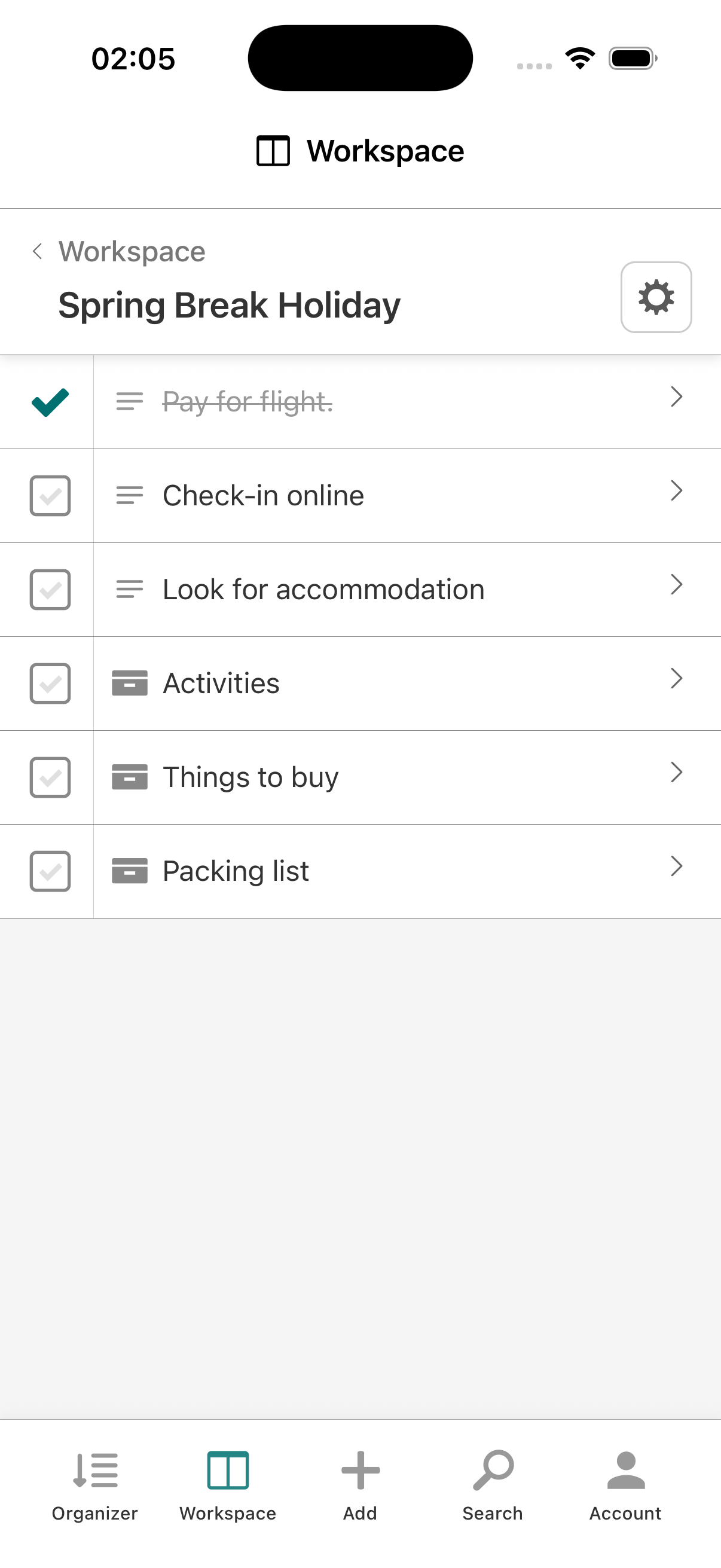 Aperçu d'une boîte sur mobile
